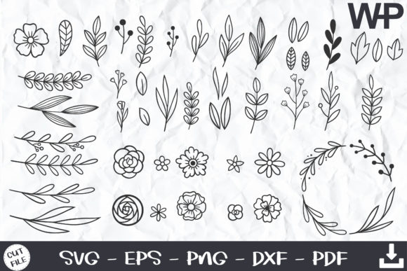51 Hand Drawn Leaves and Floral SVG