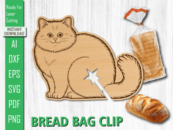 Animal Laser Cut Sitting Cat Bread Clip