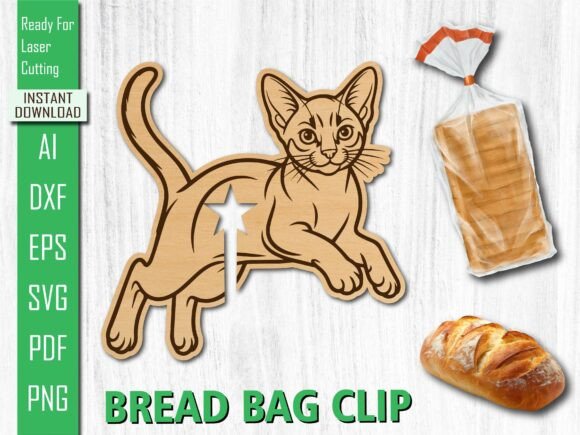 Cat Bread Bag Clip SVG