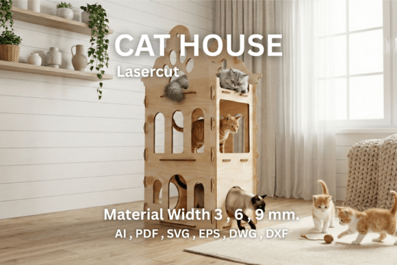 Cat House Laser Cut File – Cat Tower