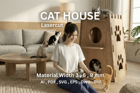 Cat House Laser Cut File – Cat Tower