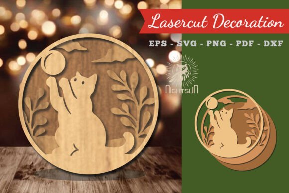 Cat Round Lasercut Decoration 4