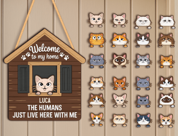 Custom Cat Welcome Sign Laser Cut File