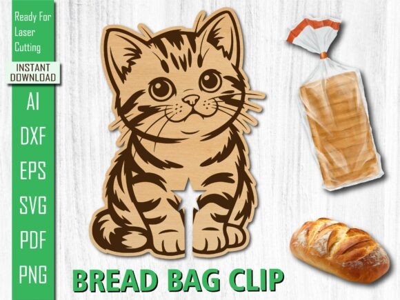 Cute Cat Bread Clip Embroidery Design