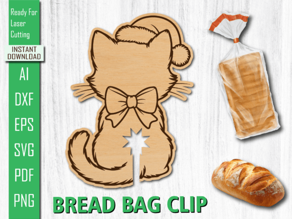 Cute Cat Laser Cut Bread Bag Clip Crafts