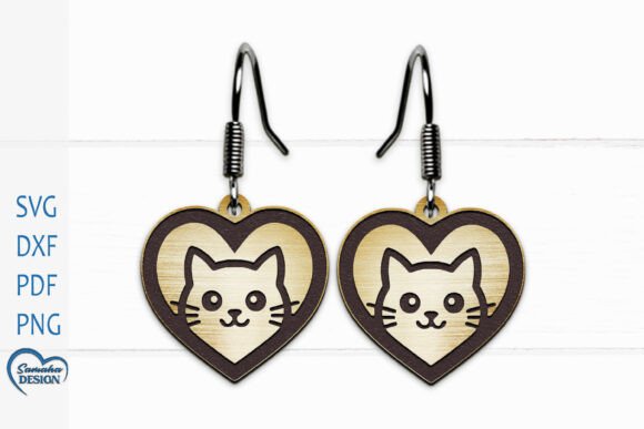 Cute Cat Valentine Laser Cut Earrings