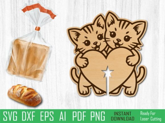 Cute Kitten Laser Cut, Cat Bread Clip