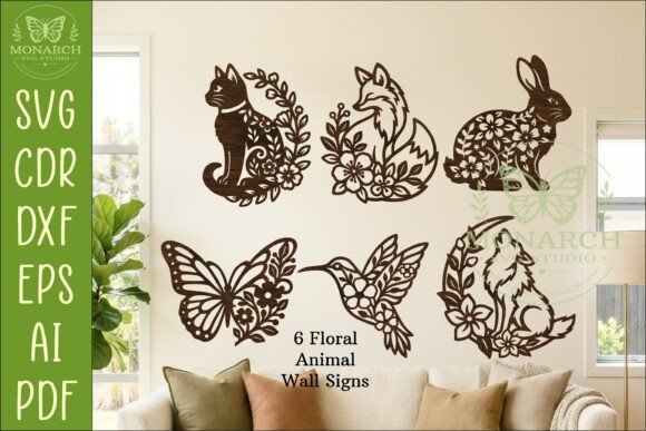 Floral Animal Wall Sign Bundle SVG Decor