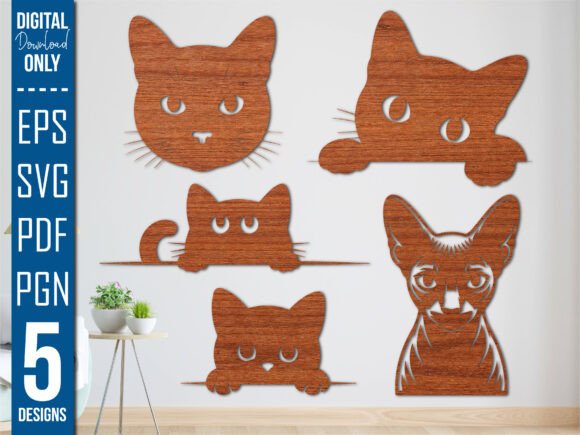 Fluffy Cat Silhouette Laser Cut