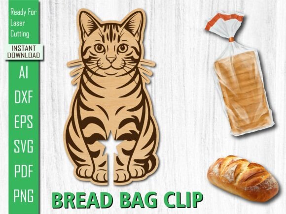 Laser Cut Animal Standing Cat Bread Clip