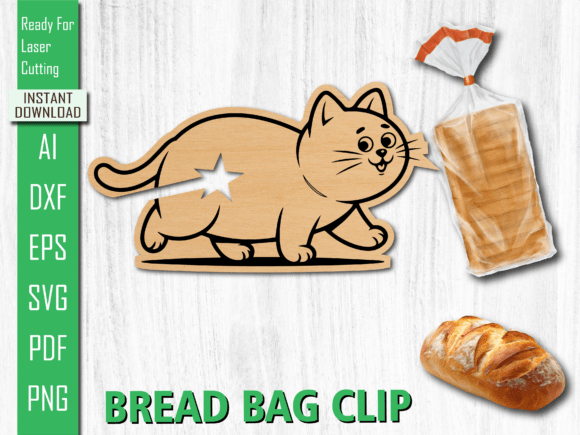 Laser Cut Cat Shaped Bread Clip Crafts