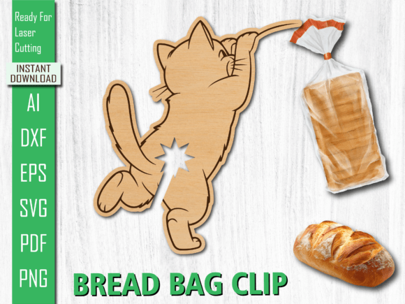 Laser Cut Climbing Cat Bread Bag Clip
