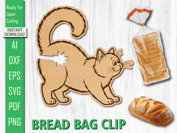 Laser Cut Clip Kitten Cat Bread Bag Clip