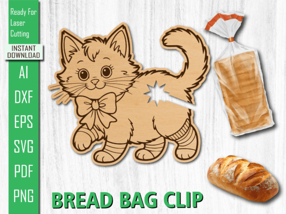 Laser Cut Cute Cat Bow Bread Clip