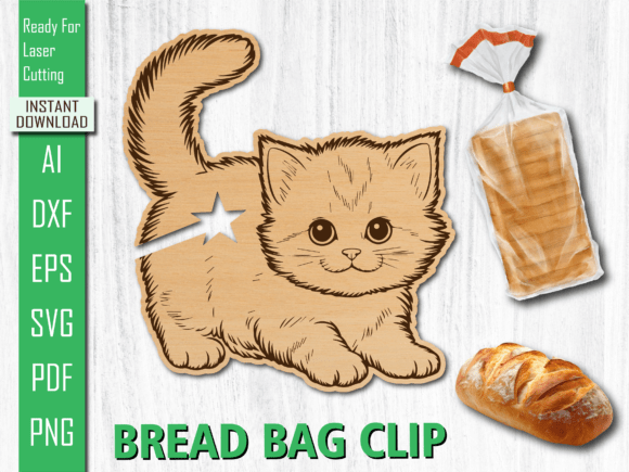 Laser Cut Cute Kitten Cat Bread Clip