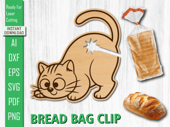 Laser Cut Cute Playful Cat Bread Clip