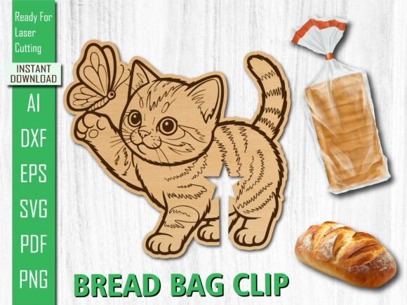 Laser Cut Happy Butterfly Cat Bread Clip