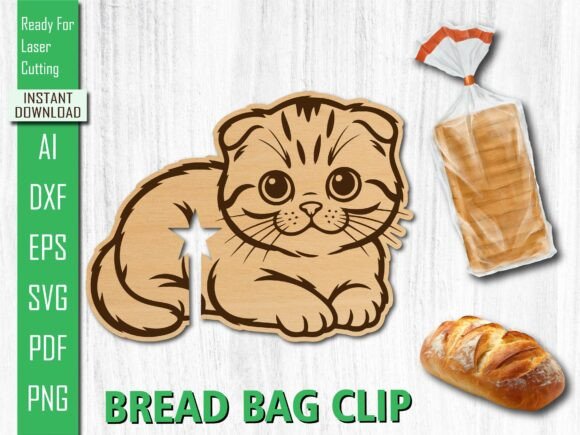 Laser Cut Lazy Sleeping Cat Bread Clip