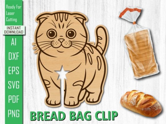Laser Cut Sitting Kitty Cat Bread Clip