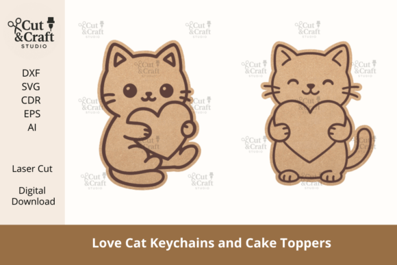 Love Cat Keychains and Cake Toppers