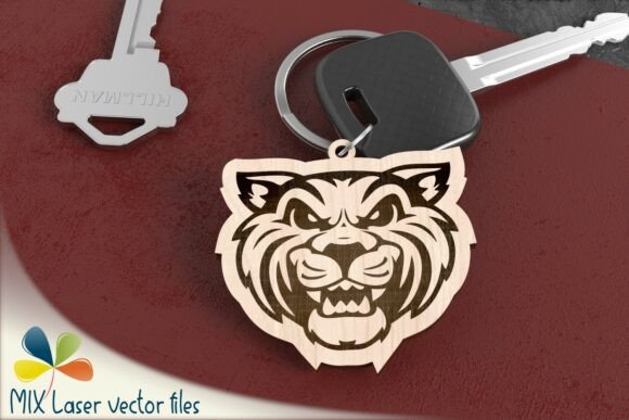 Lynx Head Keychain Design Wild Cat