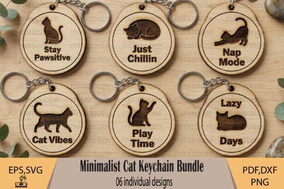 Minimalist Cat Keychain Bundle