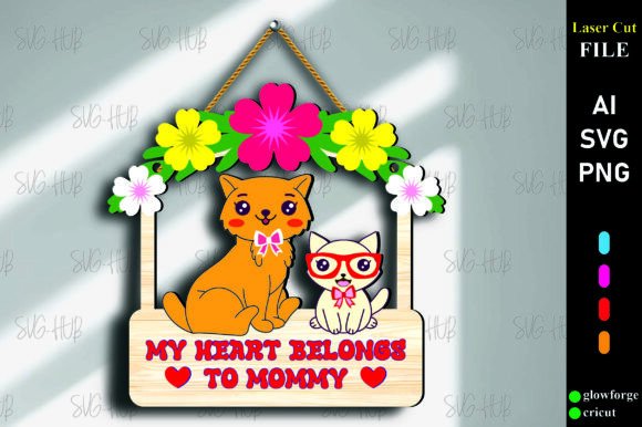 Mother’s Day Floral Cat Hanging Plaque