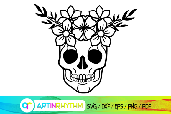 Skull Svg, Floral Svg: Bold Contrast, Real Embroidery Readiness