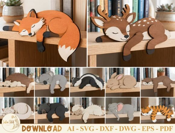 Sleepy Animal Bookshelf Sitter Bundle