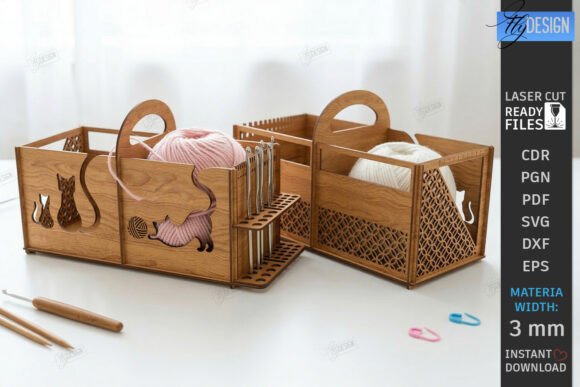 Wooden Yarn Organizer Box SVG